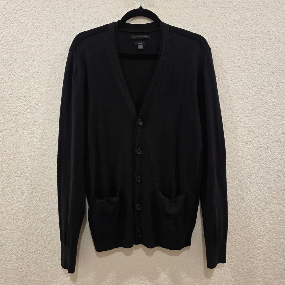 John Varvatos USA Luxe Mens Black Button Front Cardigan Sweater Size M Y1071Q4L
